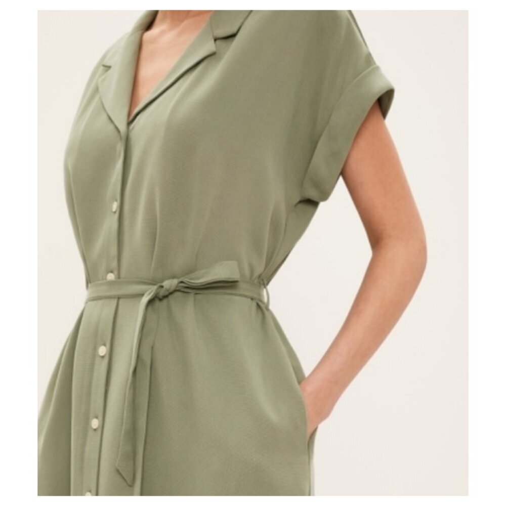 Frank & Oak Textured Camp Collar Midi Shirt Dress Button Down Up Front Casual XL - Picture 3 of 14